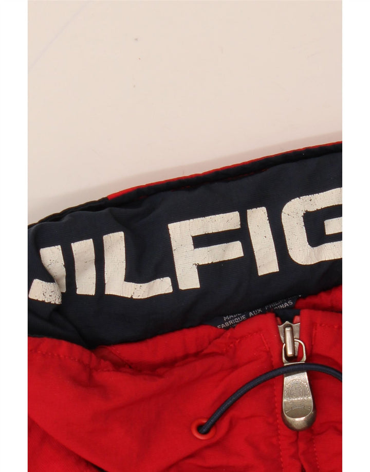 Jaqueta de chuva masculina Tommy Hilfiger com capuz Reino Unido 40 grande bloco colorido vermelho nylon