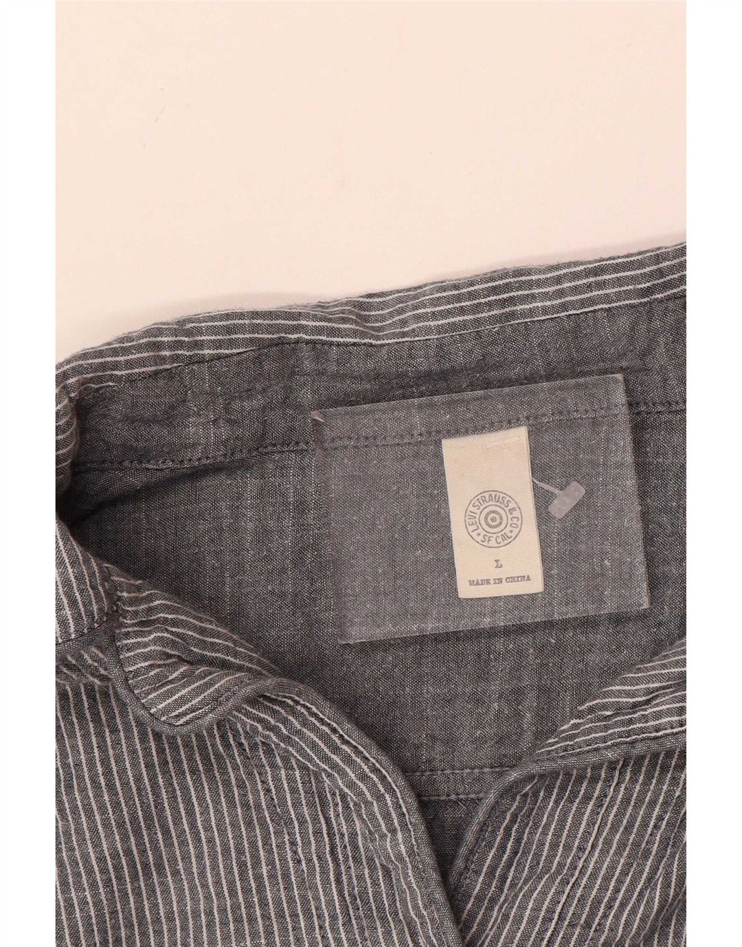 Vestido camisa pulôver feminino Levi's Reino Unido 16 grande algodão listrado cinza
