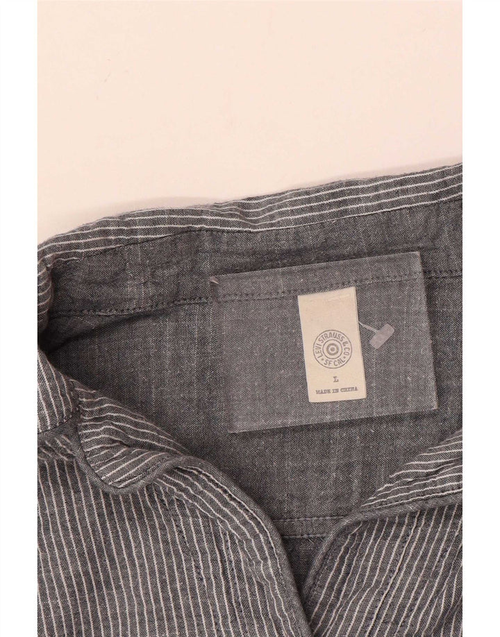 Vestido camisa pulôver feminino Levi's Reino Unido 16 grande algodão listrado cinza