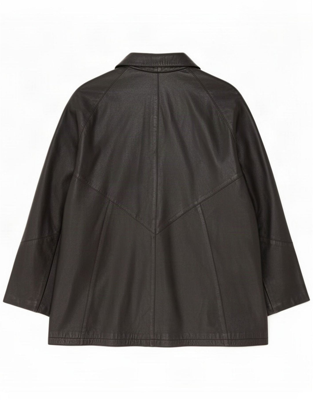 Casaco de couro feminino oversized vintage Reino Unido 16 grande preto