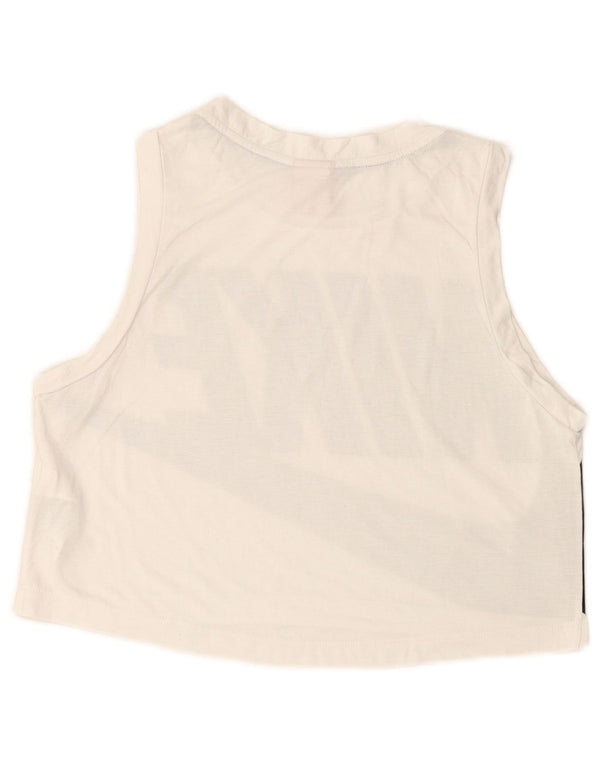 NIKE Womens Crop Graphic Vest Top UK 14 Médio Branco Poliéster