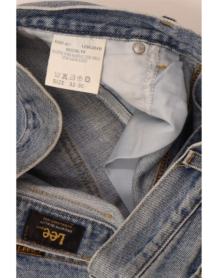 LEE Masculino Brooklyn Straight Jeans W32 L30 Azul Algodão