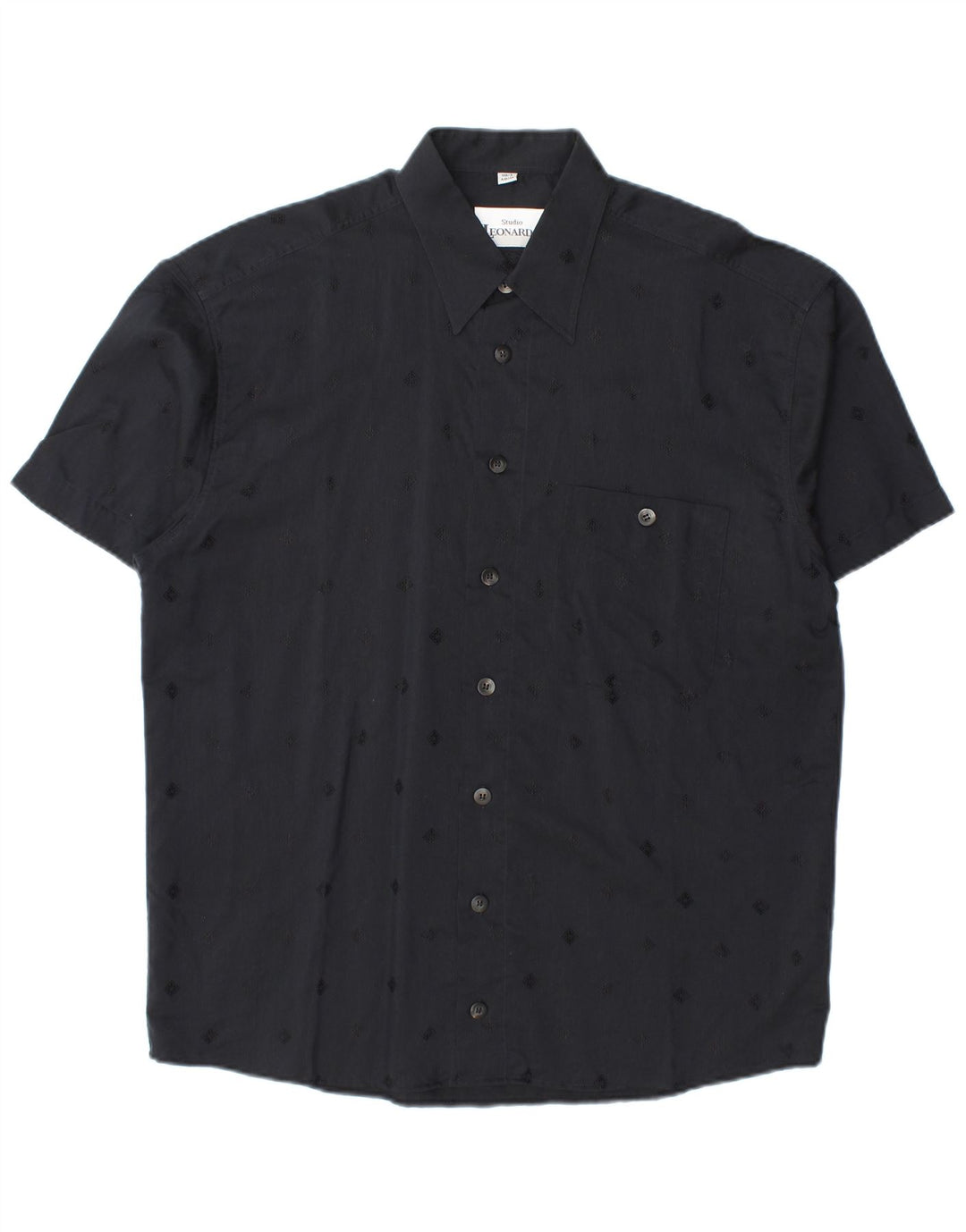 Camisa masculina de manga curta Studio Leonardo tamanho 40 médio preto geométrico