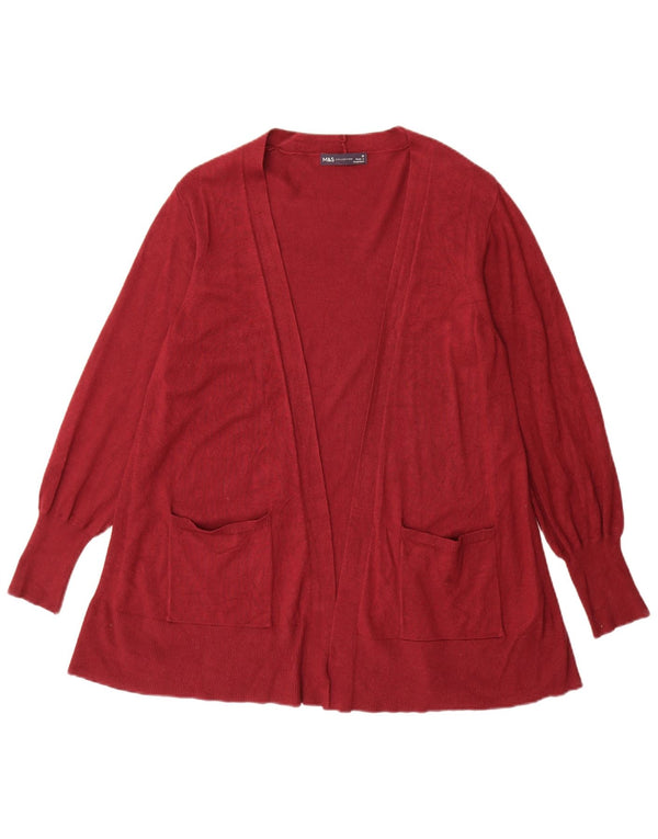 Suéter feminino Marks & Spencer Longline Open Cardigan Reino Unido 14 Médio Borgonha