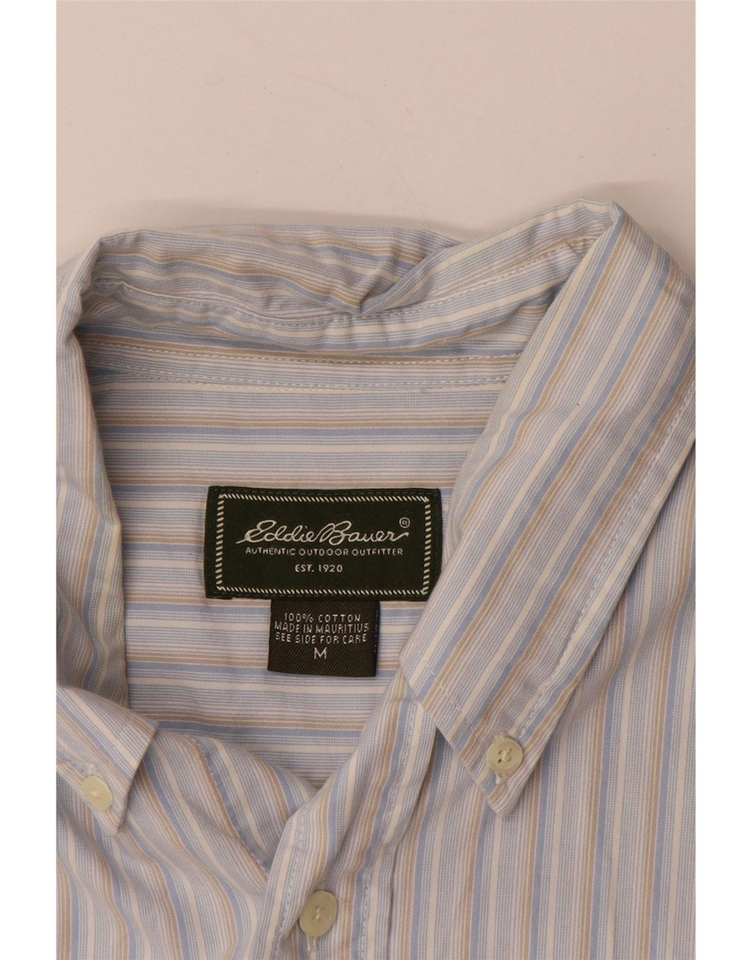 Camisa masculina EDDIE BAUER de algodão listrado azul médio