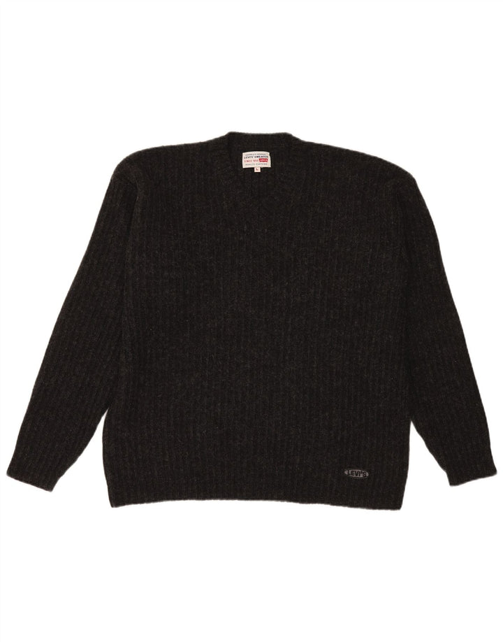 Suéter masculino Levi's com decote em V grande poliacrílico preto