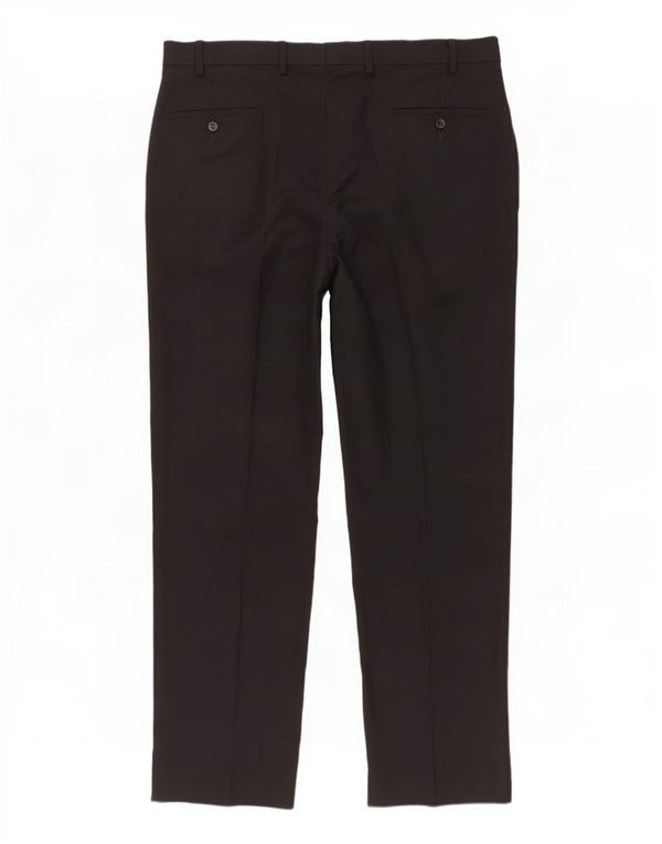 Calça masculina Marks & Spencer com pegged terno W38 L31 lã preta