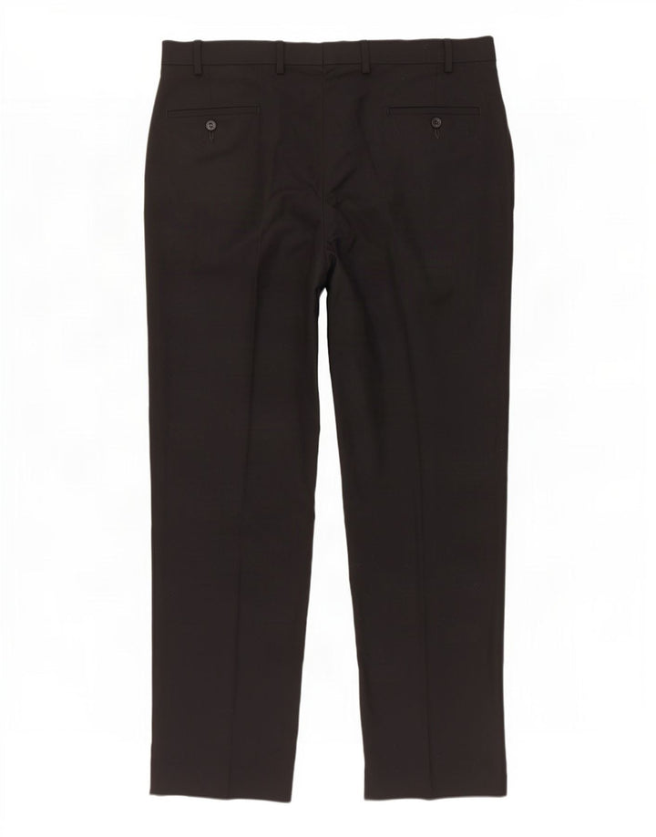 Calça masculina Marks & Spencer com pegged terno W38 L31 lã preta