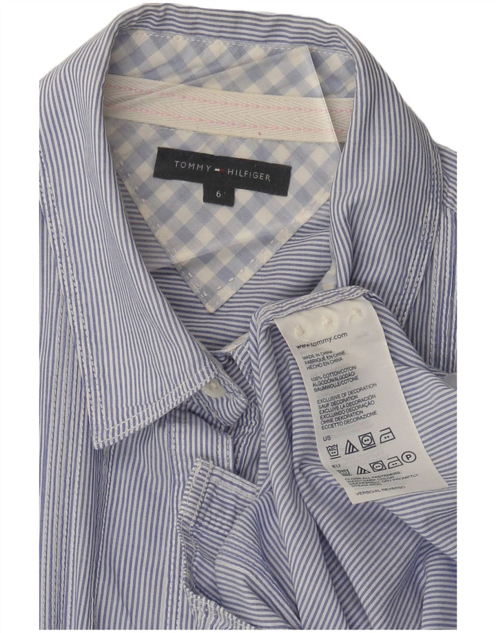 Camisa feminina Tommy Hilfiger EUA 6 algodão listrado azul médio