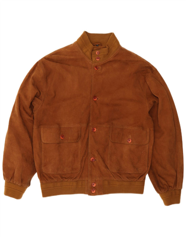 Jaqueta bomber masculina vintage de camurça IT 56 3XL couro marrom