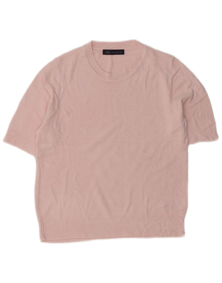 Suéter feminino Marks & Spencer com gola redonda Reino Unido 12 rosa médio