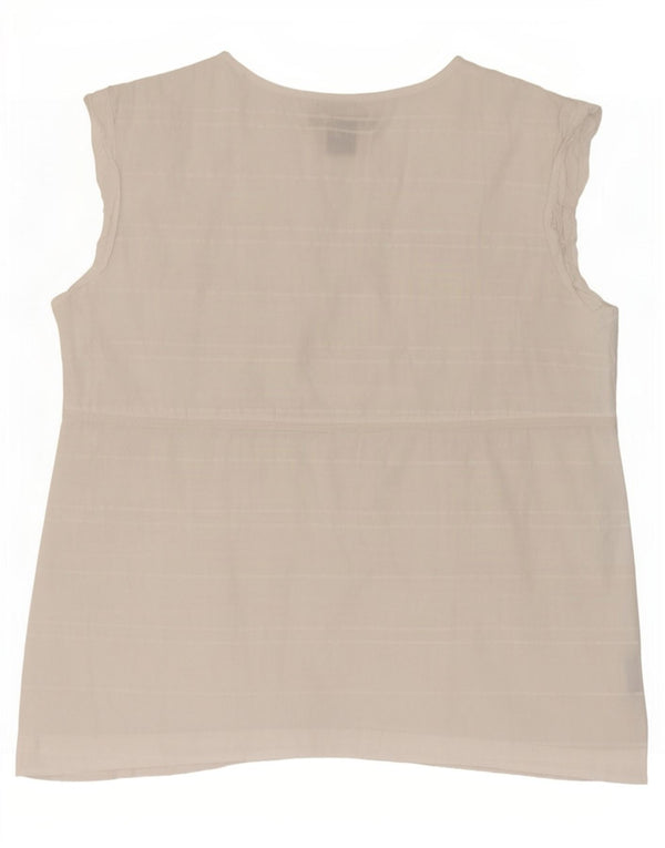 Calvin Klein Jeans Blusa Feminina Sem Mangas Top UK 16 Grande Listrado Branco