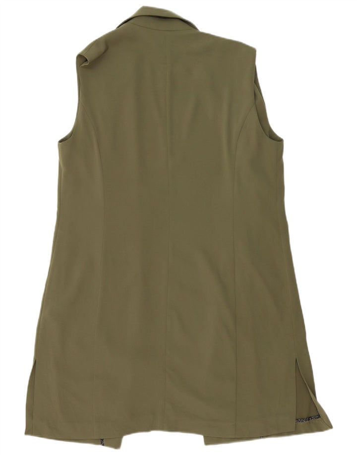 Colete feminino vintage com espinhel Reino Unido 12 poliéster cáqui médio