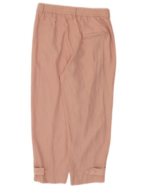 Calça feminina Zara cintura alta cônica cortada médio W28 L25 rosa
