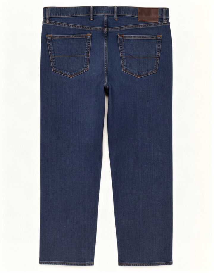 Calça jeans reta regular masculina Marks & Spencer W42 L27 algodão azul