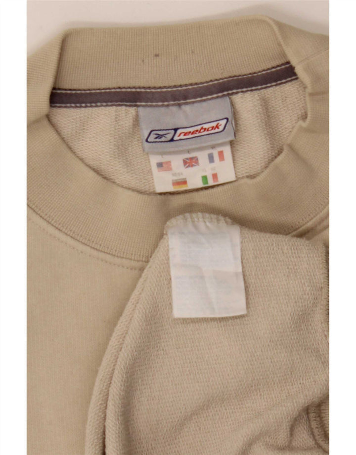 Reebok Mens Moletom Jumper Grande Algodão Bege
