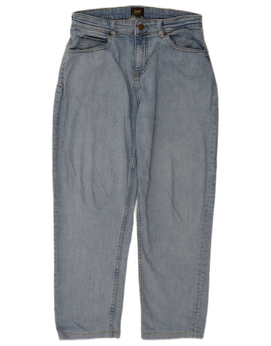 LEE Girls Jeans de cintura alta cônicos 14-15 anos W28 L24 algodão azul