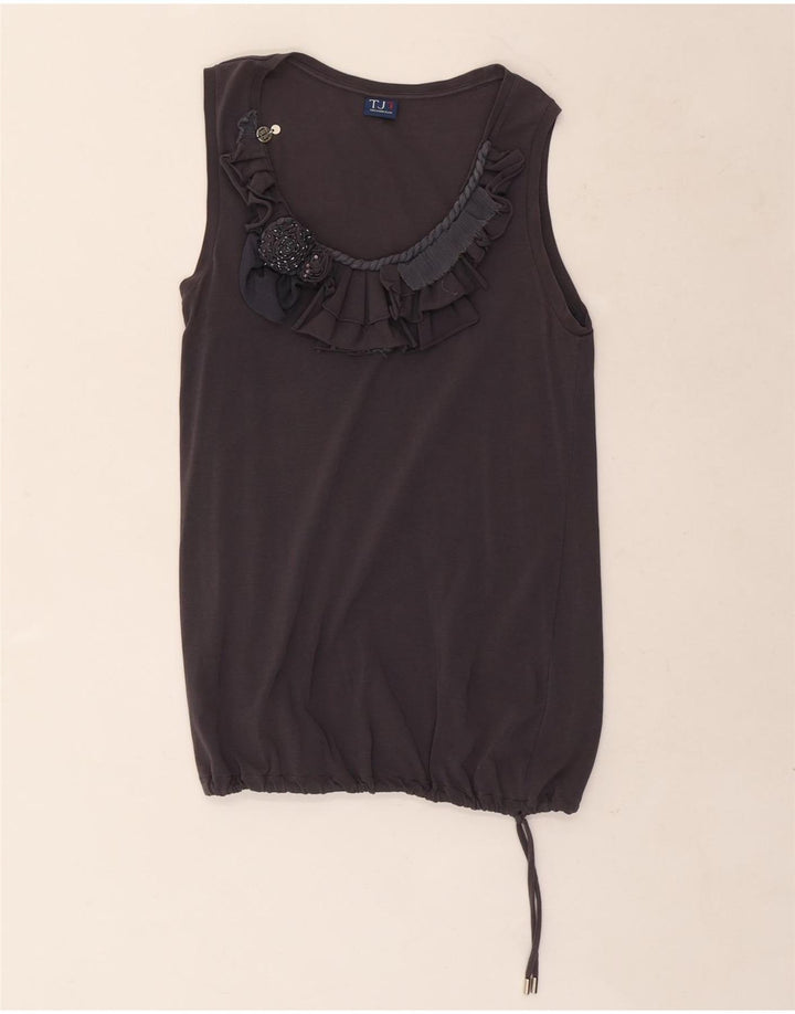 Blusa feminina sem mangas Trussardi Top UK 10 pequeno cinza