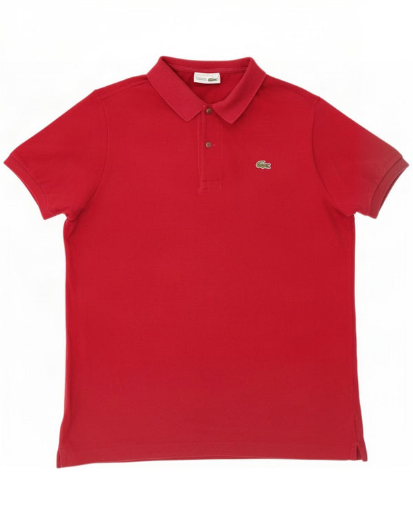Camisa polo masculina Lacoste tamanho 5 grande algodão vermelho