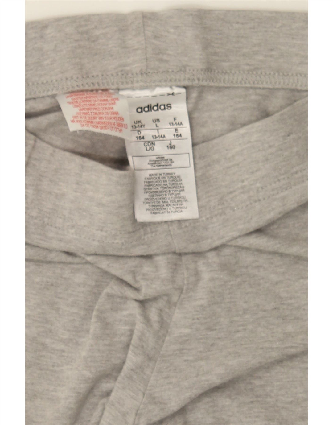 ADIDAS Girls Graphic Leggings 13-14 Years  Grey Cotton Vintage Adidas and Second-Hand Adidas from Messina Hembry 