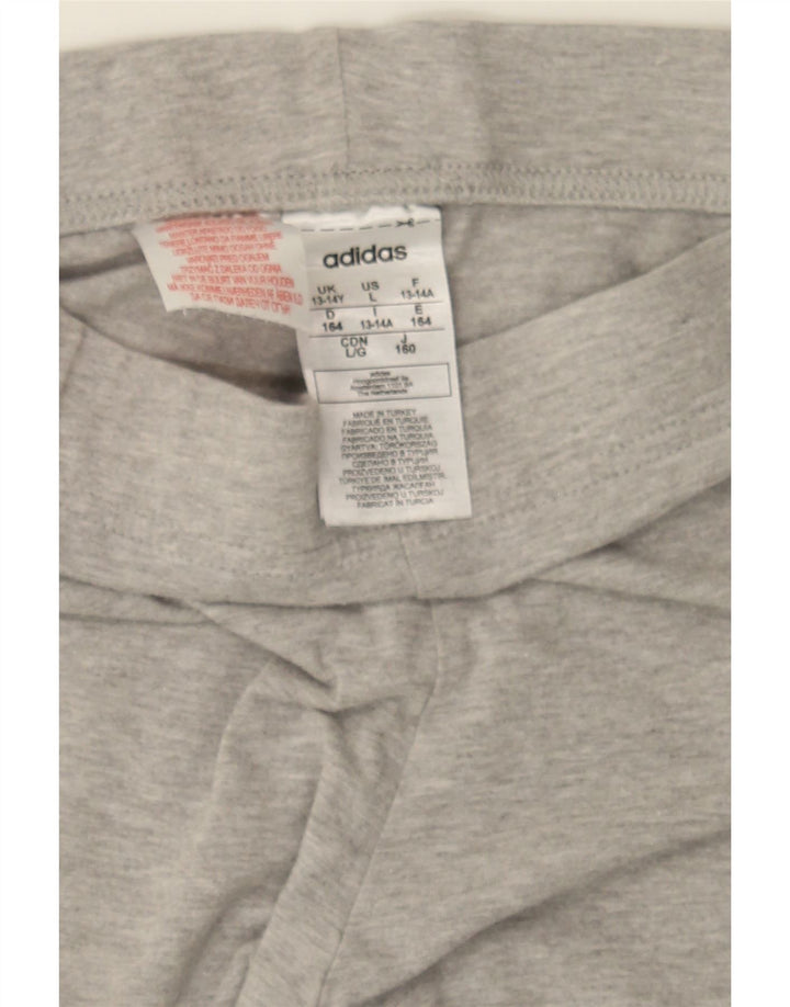 ADIDAS Girls Graphic Leggings 13-14 Years  Grey Cotton Vintage Adidas and Second-Hand Adidas from Messina Hembry 