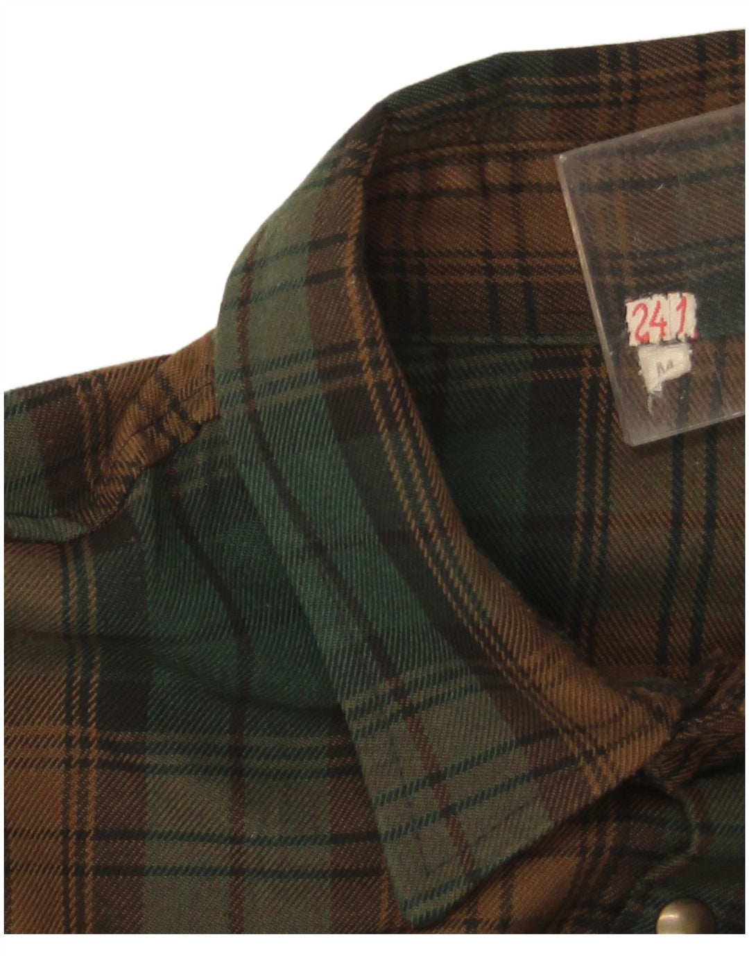 Camisa masculina vintage de flanela xadrez verde médio