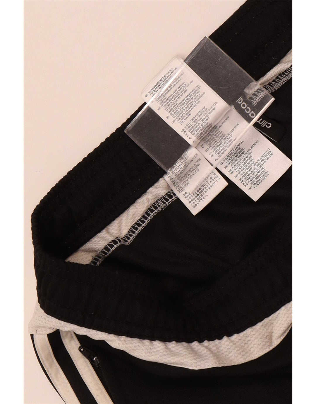 Calça de treino masculina Adidas Climacool pequena preta colorblock poliéster