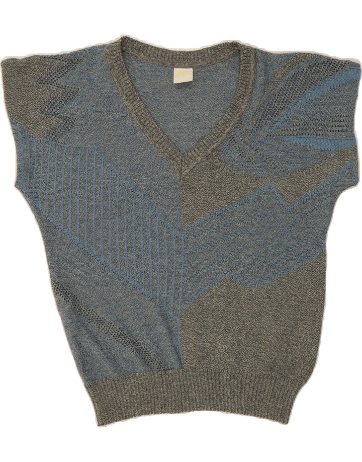 LIOLA Womens Vest Tank Top EU 38 Medium Grey Colourblock Vintage Liola and Second-Hand Liola from Messina Hembry 