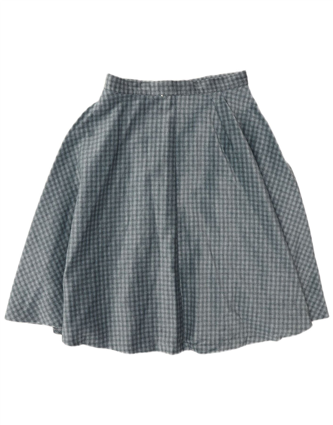 Saia circular feminina vintage W30 xadrez azul médio