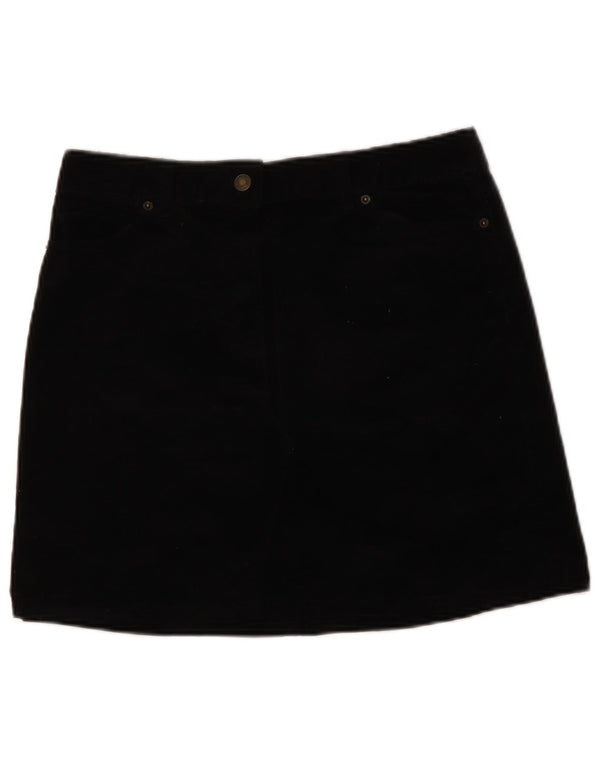 Mini saia de veludo cotelê feminina Marks & Spencer Reino Unido 12 médio W30 algodão preto