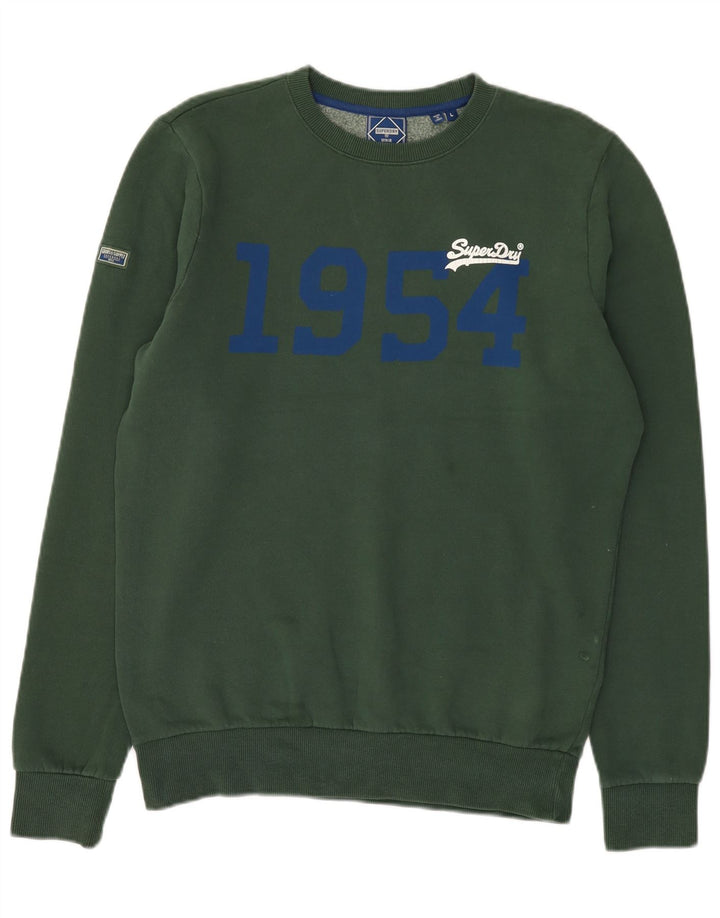 Superdry moletom gráfico masculino jumper grande algodão verde