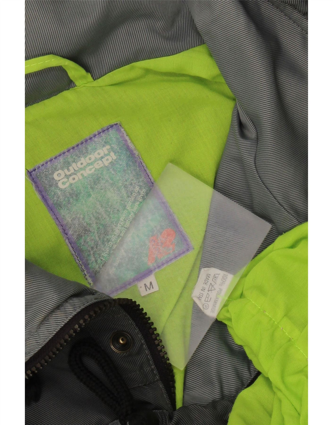 Jaqueta utilitária vintage masculina solta ajuste Reino Unido 38 poliamida cinza médio