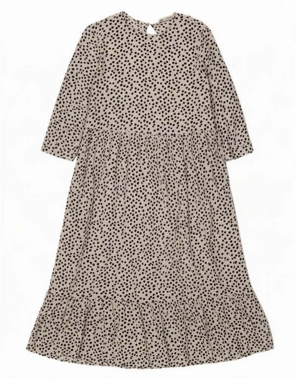 Vestido maxi feminino Zara manga 3/4 Reino Unido 12 médio branco manchado