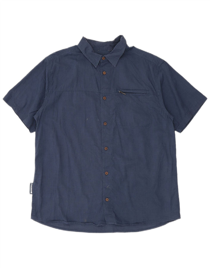 Camisa masculina de manga curta Mountain Warehouse grande algodão azul marinho