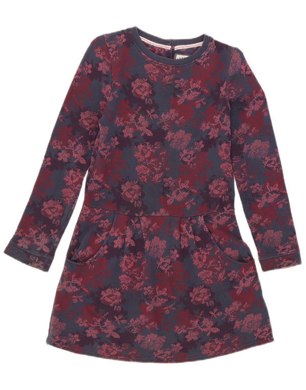 Vestido Básico Fat Face Meninas Manga Longa 10-11 Anos Azul Marinho Floral Algodão