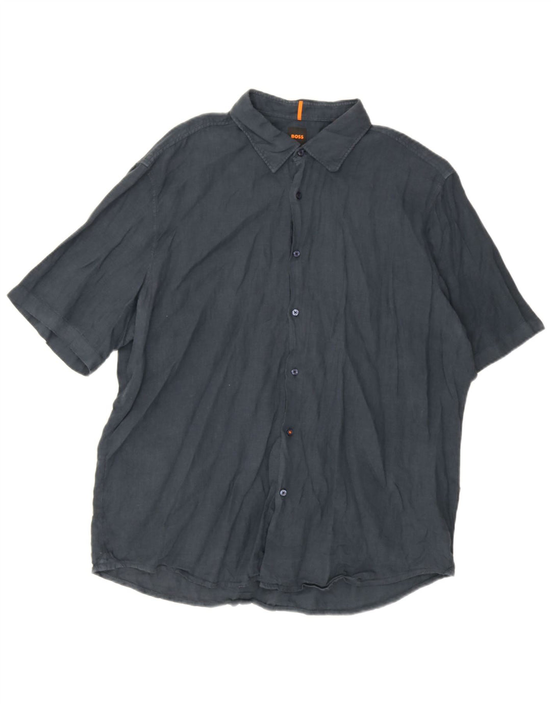 Camisa masculina de manga curta regular Fit Hugo Boss 2XL azul marinho