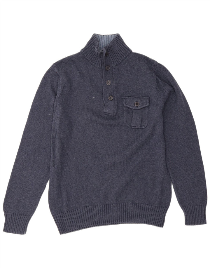 Suéter masculino Gant com gola e botão médio azul marinho