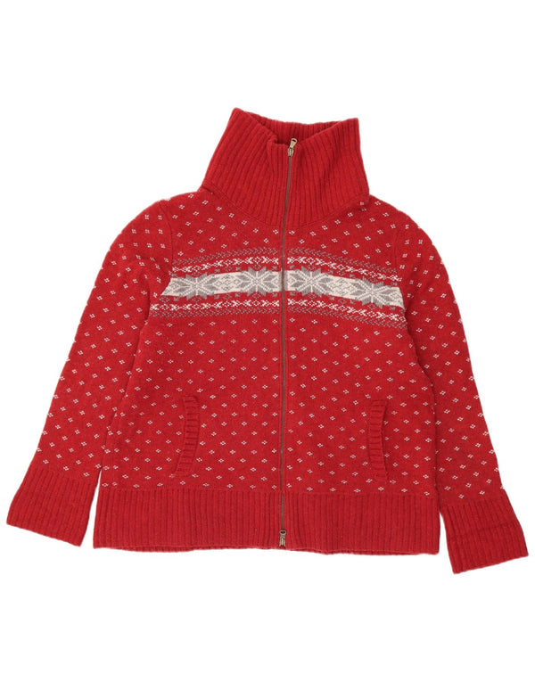 Suéter cardigã feminino Eddie Bauer Reino Unido 18 XL vermelho Fair Isle algodão