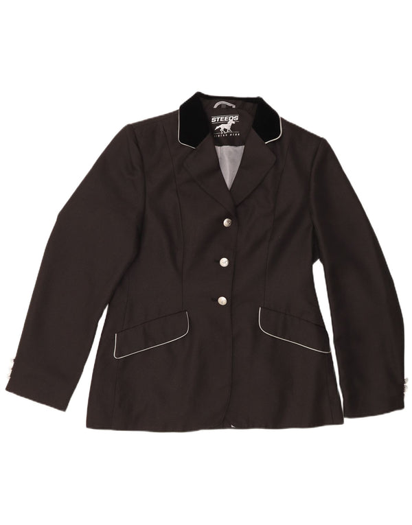 Jaqueta blazer feminina vintage com 3 botões EU 38 bloco colorido preto médio