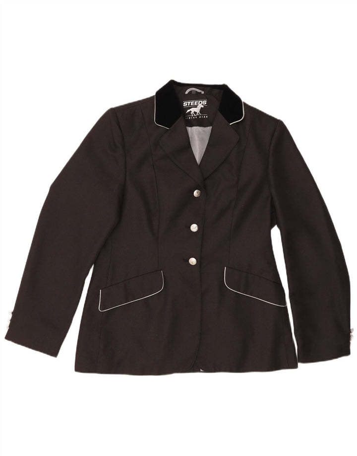 Jaqueta blazer feminina vintage com 3 botões EU 38 bloco colorido preto médio