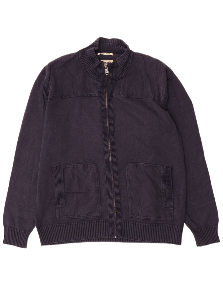 Suéter cardigã masculino Marlboro Classics com zíper completo 2XL azul marinho