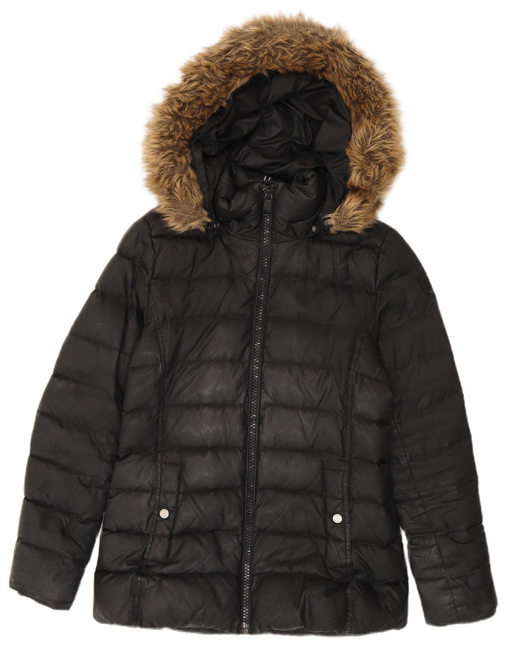 Jaqueta acolchoada com capuz feminina Tommy Hilfiger UK 10 poliéster preto pequeno