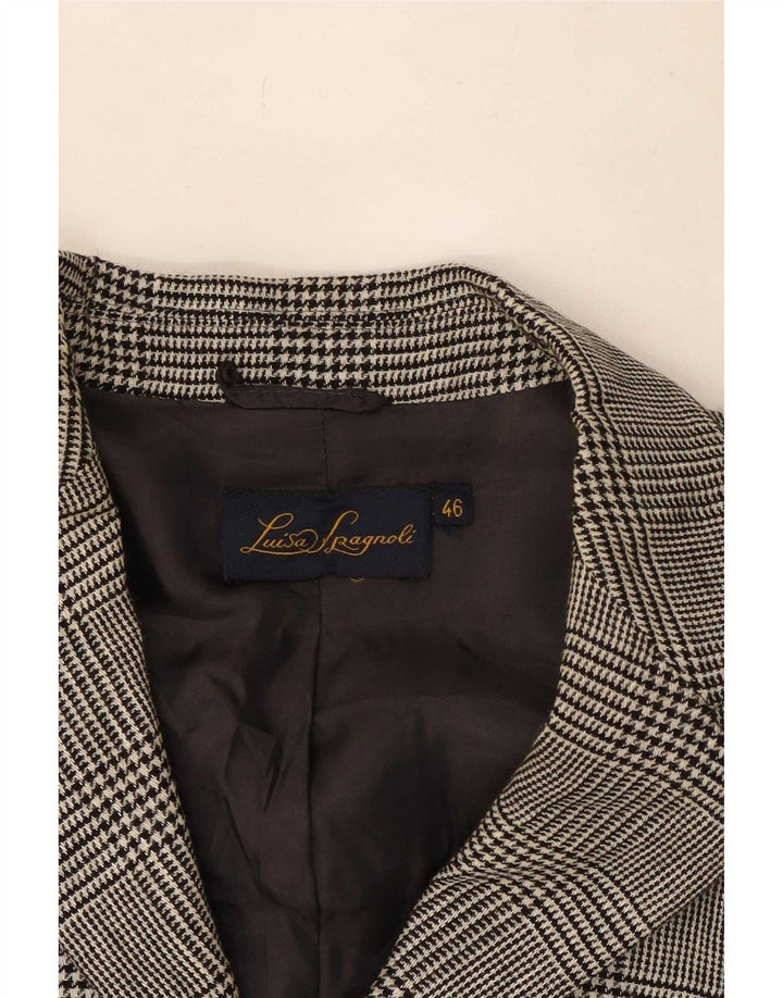 Luisa Spagnoli jaqueta blazer feminina de 3 botões IT 46 grande cinza houndstooth