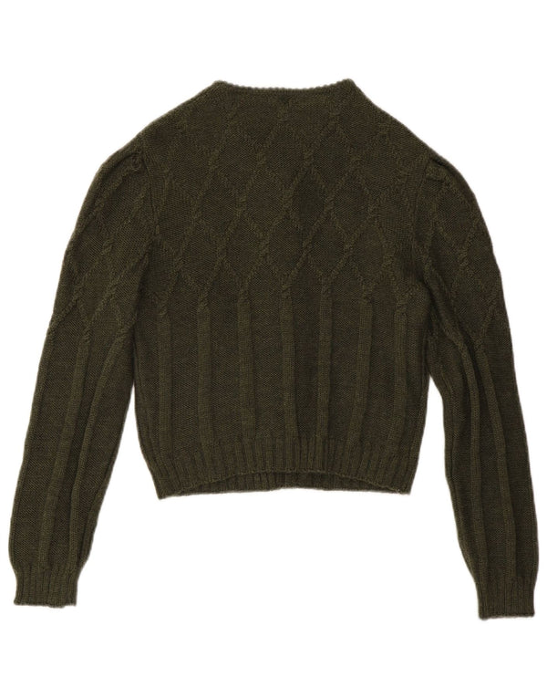 Suéter cardigã feminino vintage IT 42 lã cáqui média