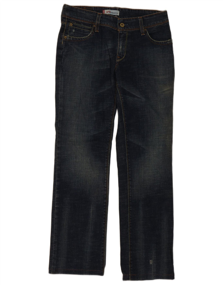 Calça jeans feminina Levi's 570 Straight W32 L29 azul marinho algodão