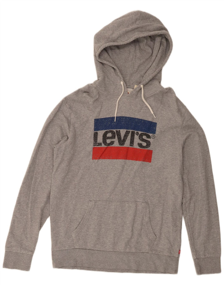 Suéter masculino com capuz gráfico padrão Levi's algodão cinza médio