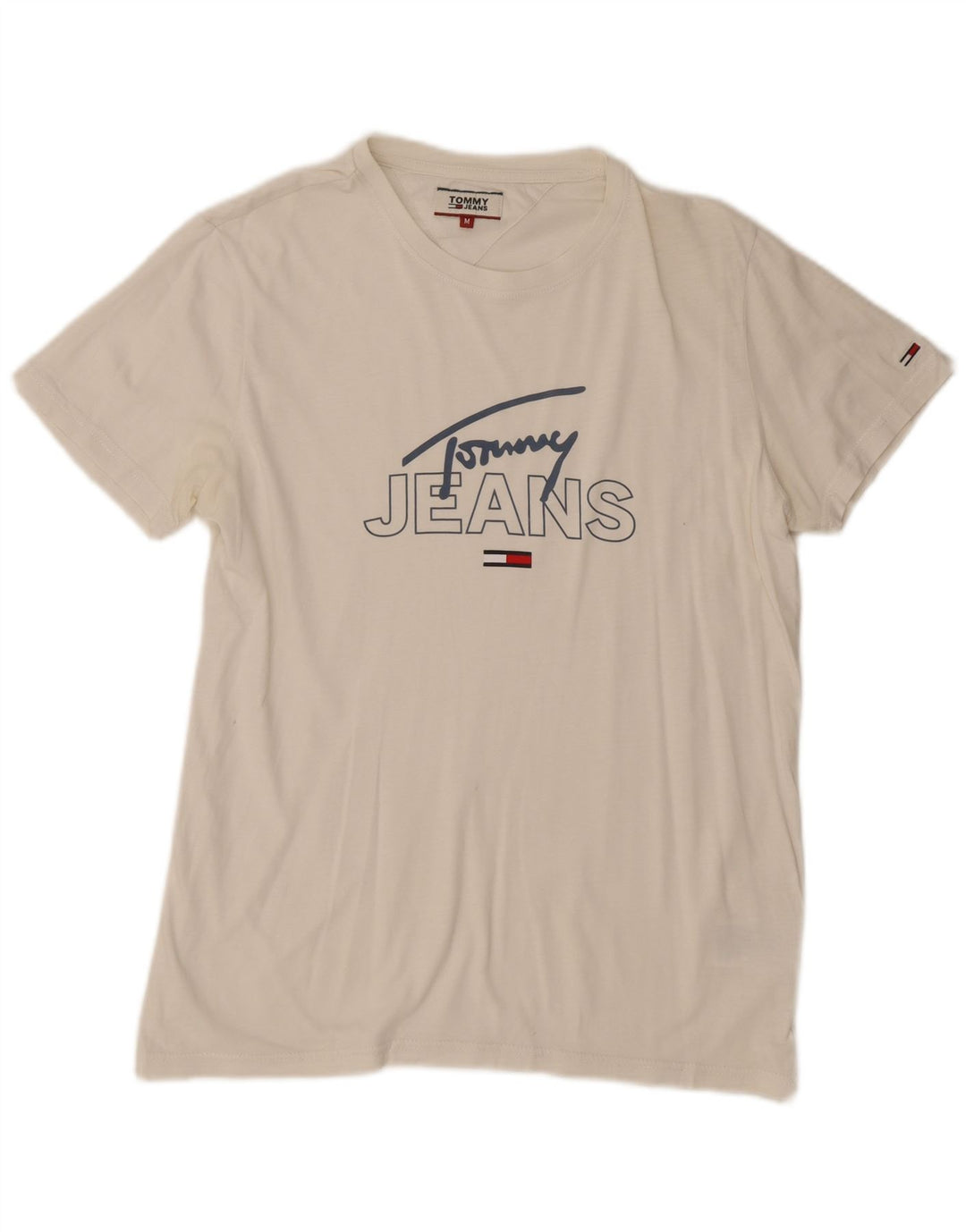 Tommy Hilfiger Camiseta masculina gráfica Top médio algodão branco