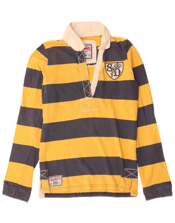 Camisa polo masculina Superdry de manga comprida com listras amarelas médias