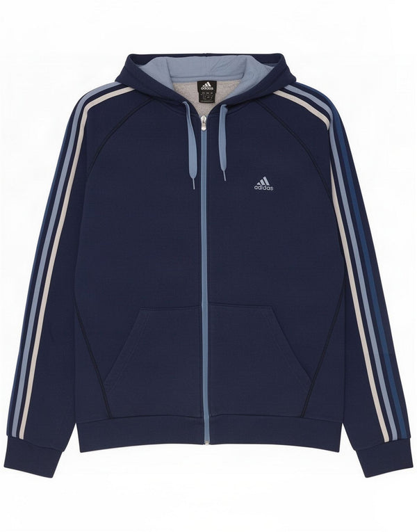 Adidas Mens Zip Hoodie Sweater XL Azul Marinho Algodão