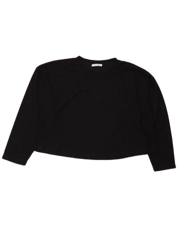 Zara Womens Trafaluc Crop Oversized Top Manga Longa Reino Unido 10 Pequeno Preto
